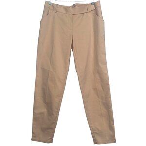 Leon Max Beige Trousers Womens Size 4 Cotton Blend Flat Front Side Pockets